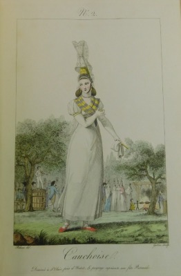 An early 19thC dress maker's catalogue, depicting French styles of clothing for women, with coloured plates, engraved by Gatine, After Pecheux, hand coloured, owner's name to front page, dated 1819. - 4