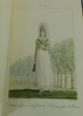 An early 19thC dress maker's catalogue, depicting French styles of clothing for women, with coloured plates, engraved by Gatine, After Pecheux, hand coloured, owner's name to front page, dated 1819. - 5