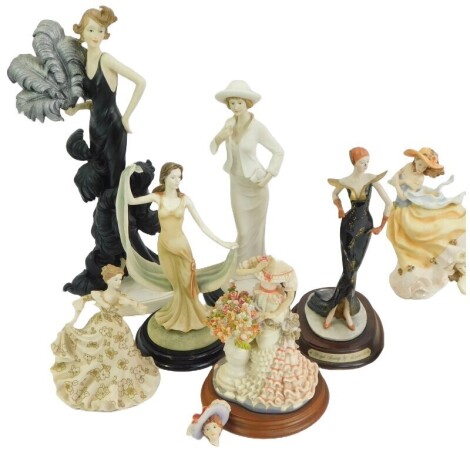 A group of Leonardo Collection and other resin figures, each modelled as a lady, to include Christine 1996, 17cm high, lady in black flapper dress, 41cm high, Autumn Breeze 1996, 22cm high, etc. (AF, a quantity)