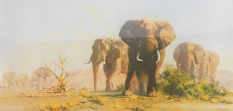 After David Shepherd. The Ivory is Theirs, limited edition print, with certificate, 42cm x 75cm, framed.