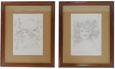 H Grimwood (Early 20thC School). Baths, pencil sketch, signed and dated 1918, 38cm x 28cm, together with the Sunshine of Your Smile, pencil, signed and dated 1918, 38cm x 27.5cm. (2)