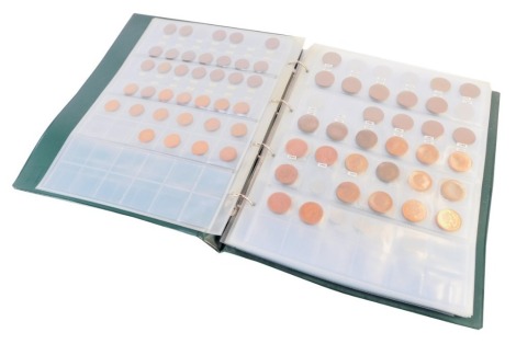 Elizabeth II UK coinage, to include one pennies, two pennies, five pence pieces, ten pence pieces, twenty pence pieces, fifty pence pieces, and two pound coins, enclosed in presentation folder.