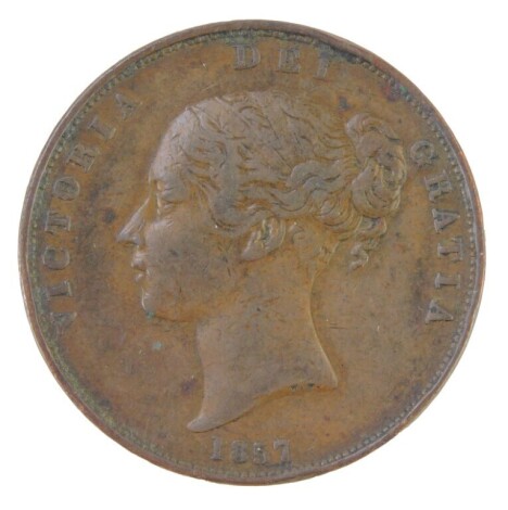 A Victorian 1857 penny.