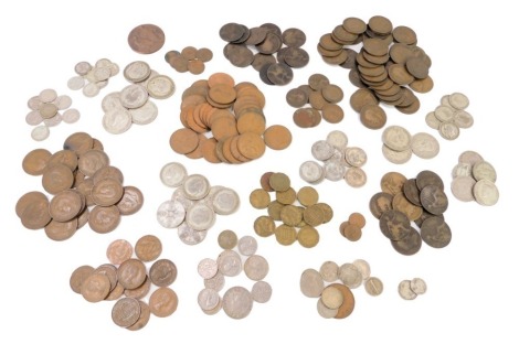 Victorian and later coinage, to include pennies, halfpennies, sixpence pieces, threepence pieces, shillings, half shillings, etc.