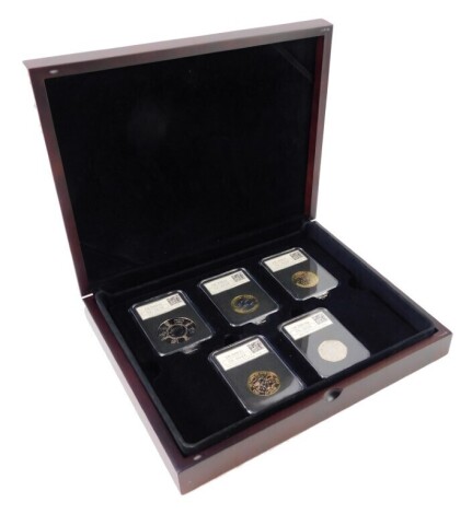 A DateStamp 2022 United Kingdom Specimen Year Set, including The King George III five pound coin, The VE Day two pound coin, Mayflower two pound coin, Agatha Christie two pound coin, and team GB fifty pence piece, in presentation box with certificate of a