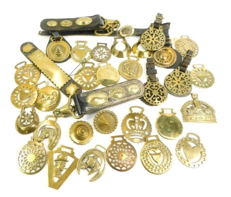 A group of 19thC and later horse brasses, varying in size, to include a Second and Open Class Show Rugby 1888, further 19thC horse brass, etc. (1 tray)