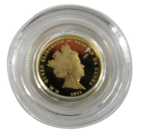 A Tristan da Cunha 2021 one-eighth gold sovereign.