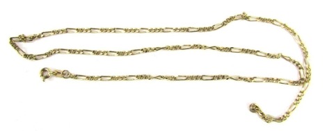 A 9ct gold figaro link necklace, 4.5g.