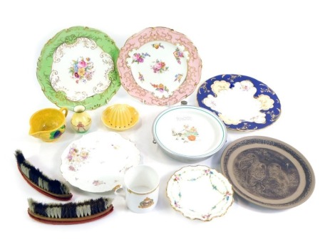 A group of 20thC ceramics, comprising two Coalport collector's plates, 22cm wide, a Minton collector's plate, a floral Minton pin dish, 15cm wide, a Gee Up Lucie Attwell child's bowl, two items of Carltonware, Royal Doulton miniature vase, 8cm high, comme