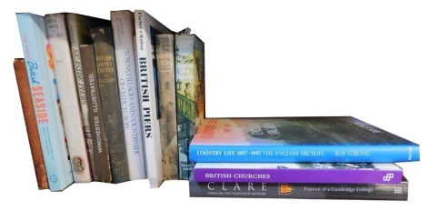 Various books relating to England, to include British Churches, Clare Portrait of a Cambridge College, Local Style and English Architecture, etc. (1 shelf)