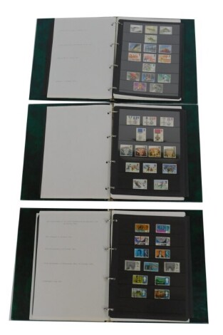 Philately. QEII commemorative album from 1980 to 1984, album from 1971 to 1979, and 1952 to 1970, each enclosing a mix of mint and postally worn commemorative stamps. (3 albums)