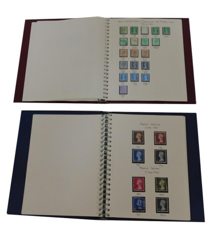 Philately. QEII stamps, to include Machin Decimals, Machin Sterling, 1952 to c1995, enclosed in two albums.