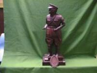 A carved mahogany figure of Earl Haig carved by G W Burbidge