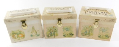 Three Beatrix Potter Peter Rabbit book presentation sets, each in carrying cases. - 3