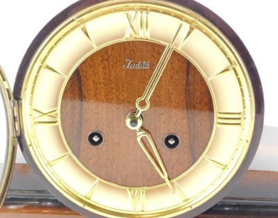 A Judith mantel clock, in simulated rosewood case, the dial with gilt Roman numerals, 56cm wide. - 2