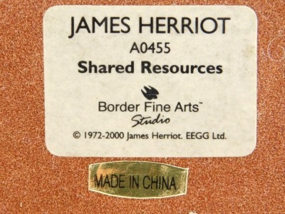 A Border Fine Arts James Herriot series figure group, Shared Resources, A0455, on a wooden base, 25cm wide. - 3