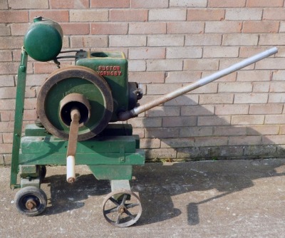 A Ruston Hornsby stationary engine on wooden trolley base, green painted, number 203642, 92cm high, 71cm wide. - 5