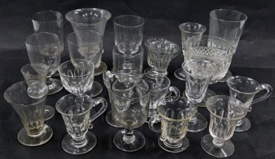 A collection of 19thC and later glasses, custard cups, etc.