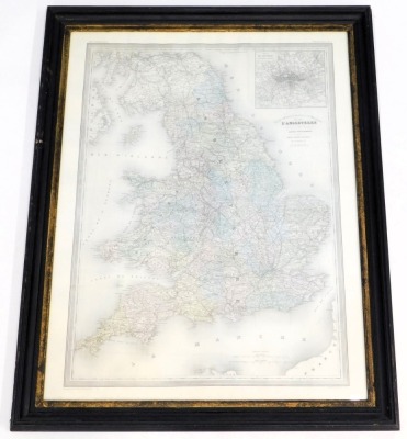 A 20thC framed map of England, in French, inscribed ABELPILOM Paris, 85cm x 61cm, framed and glazed. - 2