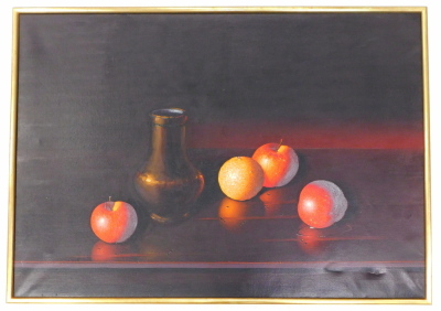 Luciano Guarnieri (1930-2009). Fruit and vase still life, oil on canvas, signed, 69cm x 99cm. - 2