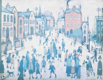 After Lowry. A collection of Lowry prints, to include Canal Bridge, miniatures, waiting for the shop to open, and others, framed, the largest 49cm x 78cm. (12) - 7