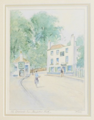 H Todd (20thC School). Three watercolours, comprising The Ford, 15cm x 21cm, The Inn Hamstead Heath, 21cm x 15cm, and Mill Lane Warick, 15cm x 20cm, signed and titled in pencil to margin, in pine frames. (3) - 4