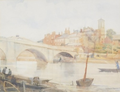 Two 20thC watercolours, comprising W Hawthorn, bridge over river, signed and dated 1911, 22cm x 29cm, and another unsigned, of Venetian canal scene with boat, 21cm x 19.5cm, framed and glazed. (2) - 2