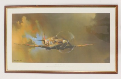 After Barry AF Clarke. Spitfire print, 45cm x 90.5cm, framed. - 2