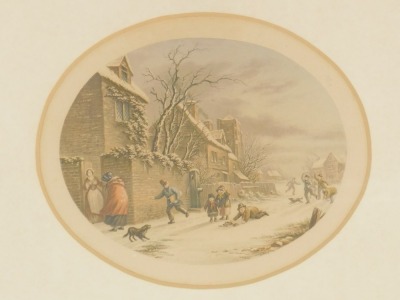 A set of Le Blond prints, each oval depicting country scenes, 17cm x 12cm, in gilt frames. (3) - 2