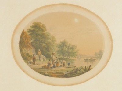 A set of Le Blond prints, each oval depicting country scenes, 17cm x 12cm, in gilt frames. (3) - 5