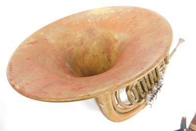 A brass french horn, with stainless steel mouthpiece, in fitted case. - 3