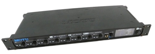 A Motu 8PRE High Speed USB Audio Interface with eight microphone pre-amps, boxed.