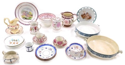 Miscellaneous ceramics, to include 19thC lustreware, etc.