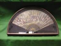 An 18thC French handpainted fan in case