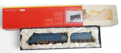 A Hornby OO gauge limited edition 70th Anniversary of the Stream Traction World Speed Record Mallard class A4 locomotive, 4468, in LNER garter blue, R2684, 18ct gold plated limited edition of 3000, boxed.