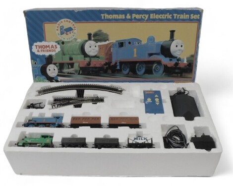 A Hornby Thomas and Friends Thomas and Percy electric train set, R9045, boxed, incomplete.