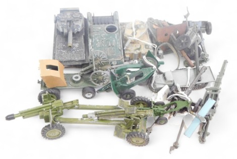 Corgi Dinky and other diecast military vehicles, to include Crescent Toys Scorpion Tank, Corgi Toys Tiger I, Dinky Toys Alvis Scorpion Striker, field guns, etc. (1 tray)