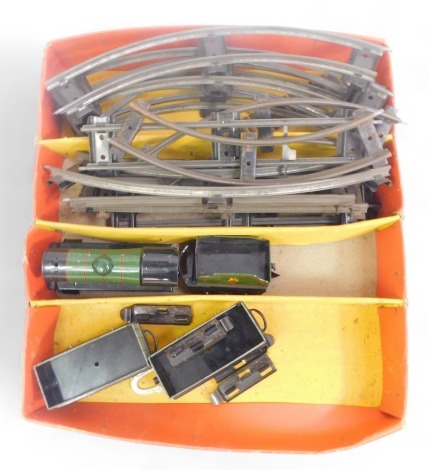 A Hornby O gauge clockwork goods set, boxed.