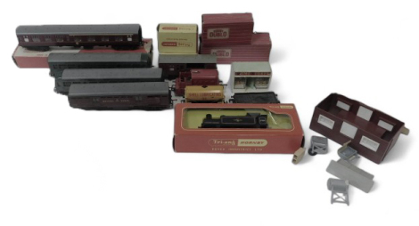 Hornby Dublo and Tri-ang Hornby OO gauge locomotives and rolling stock, including Hornby Dublo Suburban Station kit, Tri-ang controller, two car DMU set, etc. (a quantity)