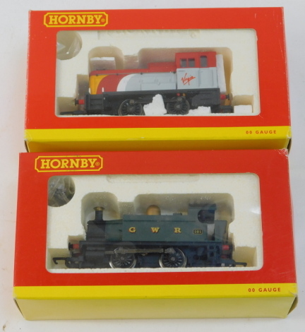 Hornby OO gauge locomotives, comprising R2304 Industrial locomotive 101, 0-4-0T, and R2375 Virgin diesel Class 06 mechanical shunter, 0-4-0, boxed. (2)