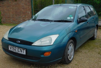 A Ford Focus estate, registration V192 ENT, green, 1800cc, petrol, recorded miles 161,346, first registered November 1999, MOT expired 13th March 2024.