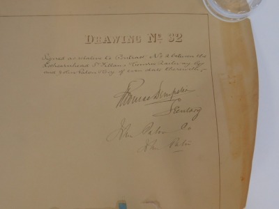 A late Victorian engineer's drawing for a railway tunnel at St Fillons, on the Lochearnhead & Comrie Railway, dated March 1901, with signatures, 68cm x 97cm, a reproduction map of a Caledonian Railway Panoramic map, and a limited edition coloured hunting - 4