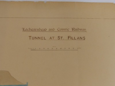 A late Victorian engineer's drawing for a railway tunnel at St Fillons, on the Lochearnhead & Comrie Railway, dated March 1901, with signatures, 68cm x 97cm, a reproduction map of a Caledonian Railway Panoramic map, and a limited edition coloured hunting - 5