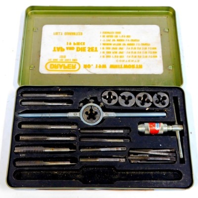 Tools and castings, comprising Stewart ST engine castings, 10 volt castings with disc wheels and a Draper tap and die set nineteen piece. (a quantity) - 3