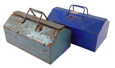 Two cantilever toolboxes and contents, to include bearings, spanners, hinges, bicycle parts, etc. (2 boxes)