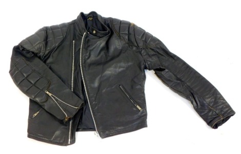 A TT Leathers International black leather motorcycle jacket, size small. (AF)