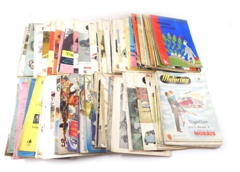 A group of car magazines, comprising Outlook 1945-1962, Motoring 1952-1962, Motor 1951-1952, Morris Owner 1944 and 1945, varying editions, not complete runs. (1 box)