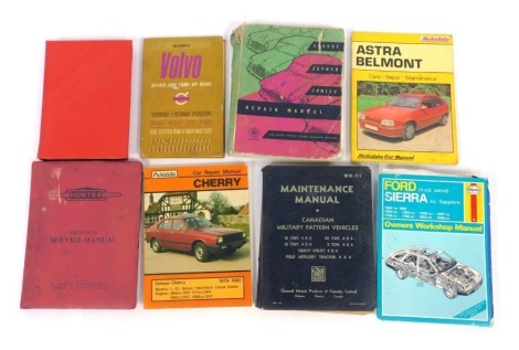 A collection of motor repair manuals, to include Hunter Service Manual, Volvo Repair and Tune-Up Guide, etc. (a quantity)