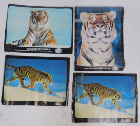 Four Esso advertising posters, each depicting a tiger.