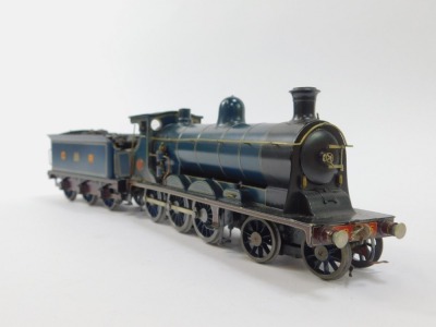 An 'O' gauge electric railway locomotive scratch built by George Mackinnon-Ure, McIntosh, No 55 class, 4-6-0 'Oban Bogie' of Caledonian Railways, with tender, driver and fireman, 38cm long, with wooden carry case. Provenance: passed down through George Ma - 2